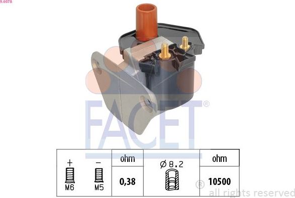 Катушка зажигания Facet Made in Italy - OE Equivalent. Артикул 9.6078