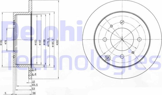 Тормозной диск Delphi задний для Kia Magentis I 2001-2006. Артикул BG4010