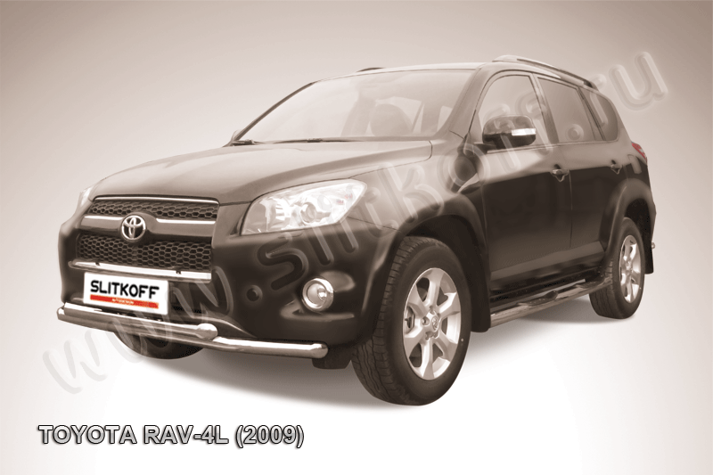 Защита Slitkoff переднего бампера d57/57 двойная для Toyota RAV4 III LWB 2009-2010. Артикул z