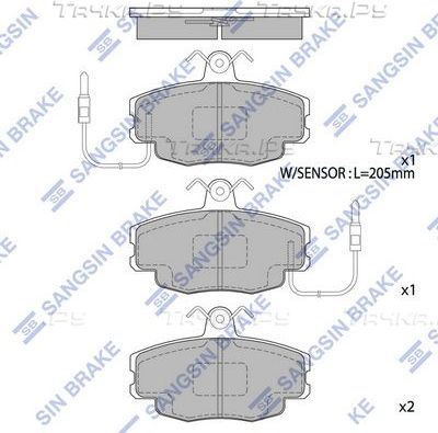 Тормозные колодки Sangsin Hi-Q передние для Renault 25 1984-1993. Артикул SP1668