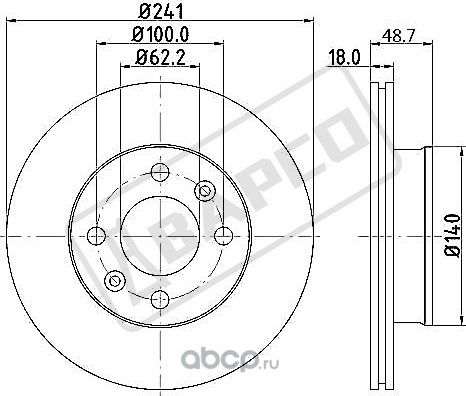 Тормозные диски передн.вентил.BD0633 (Bapco). Артикул BD0633