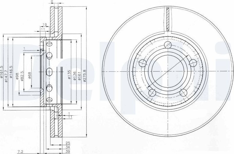 Тормозной диск Delphi. Артикул BG2518