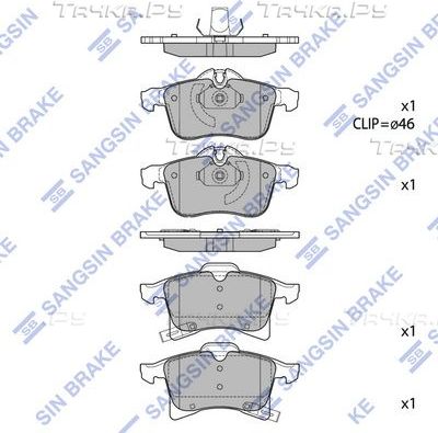 Тормозные колодки Sangsin Hi-Q передние для Opel Corsa C 2003-2009. Артикул SP1703