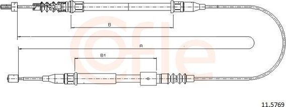 Трос ручника (тросик ручного тормоза) Cofle. Артикул 92.11.5769