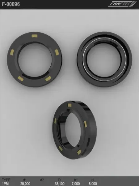 Сальник 25,00/38,10*7,00/8,00 тип 1PM (Emmetec). Артикул F00096