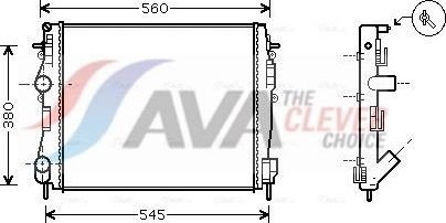 Радиатор охлаждения двигателя AVA ** CLEVER FIT ** для Renault Kangoo I 2001-2010. Артикул RT2309