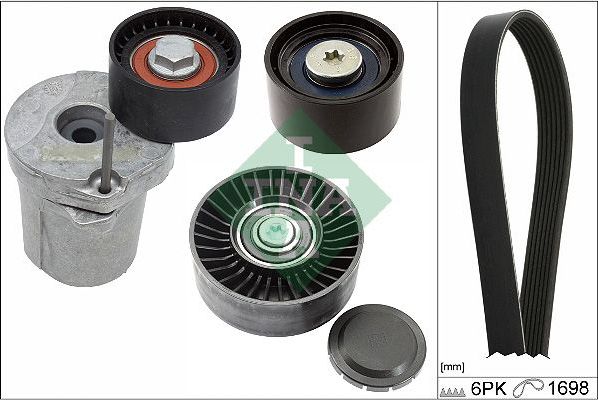 Приводной ремень поликлиновой с роликами (комплект) Ina. Артикул 529 0369 10