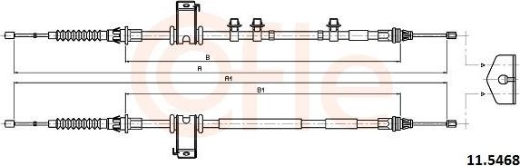 Трос ручника (тросик ручного тормоза) Cofle для Ford Transit Courier I 2014-2026. Артикул 92.11.5468