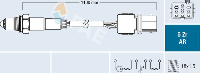 Лямбда-зонд (кислородный датчик) FAE правый для Volvo S80 I 2001-2002. Артикул 75140