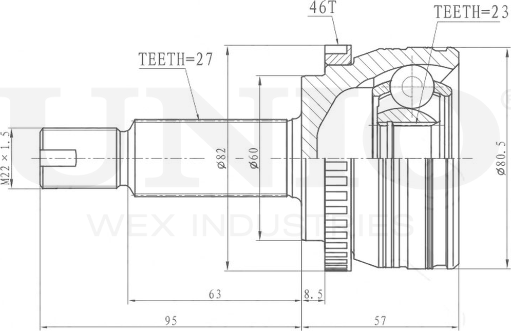 ШРУС наружный (Unio). Артикул CVJ-20083