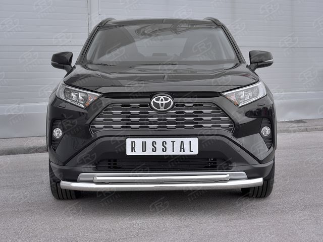 Защита RusStal переднего бампера d63 (секции) d42 (дуга) для Toyota RAV4 V 2019-2024. Артикул TR4Z-003362
