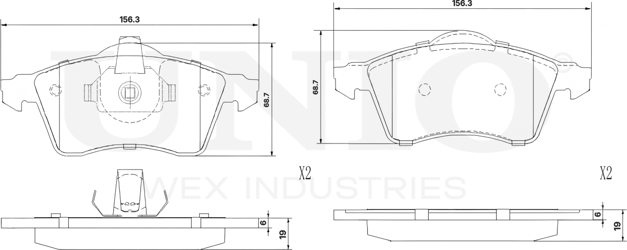 Колодки тормозные дисковые, комплект (Unio). Артикул BRP-20077