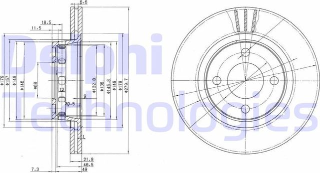 Тормозной диск Delphi передний для Audi 80 V (B4) 1991-1996. Артикул BG2784