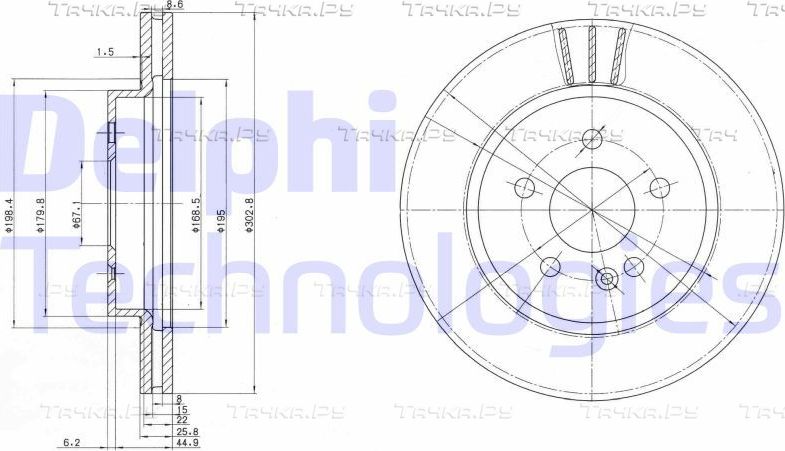 Тормозной диск Delphi. Артикул BG3397