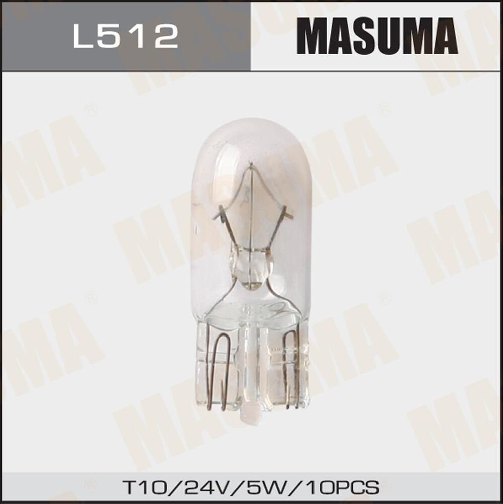 ЛАМПА БЦ MASUMA 24V 5W T10 УП.10ШТ Masuma. Артикул L512
