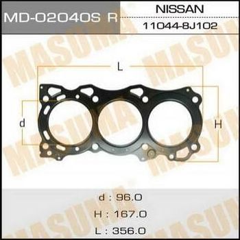 Прокладка ГБЦ Masuma для Nissan Murano Z50 2003-2008. Артикул MD-02040SRH
