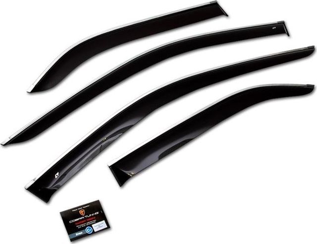 Дефлекторы Cobra Tuning (с хром. молдингом) для окон Geely Tugella I 2020-2023. Артикул G11220CR