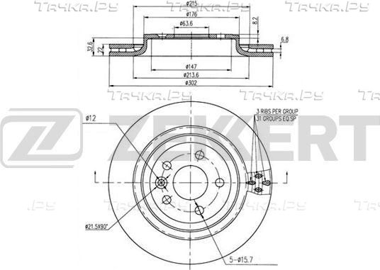 Тормозной диск Zekkert для Volvo V60 I 2010-2018. Артикул BS-6235B