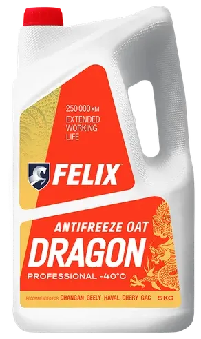 Антифриз FELIX Dragon, G12+ в п/э кан.5кг Felix. Артикул 430206405