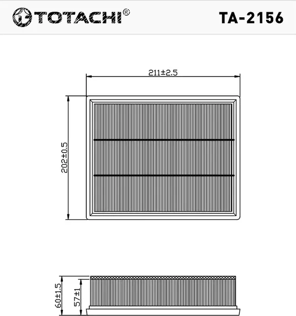 Фильтр воздушный Totachi TA-2156 Totachi. Артикул TA2156