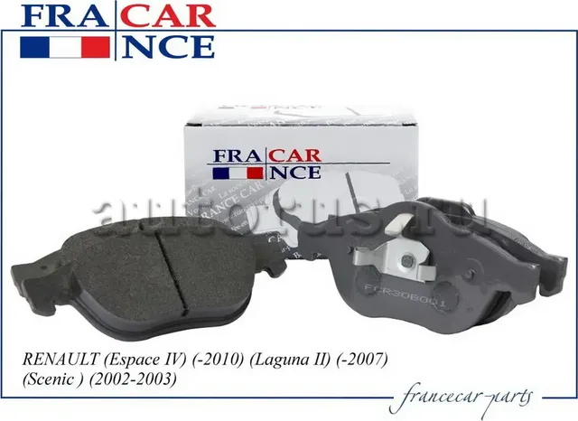 Колодки тормозные RENAULT LAGUNA/SCENIC/MEGANE/CLIO 01- перед. (Francecar). Артикул FCR30B001