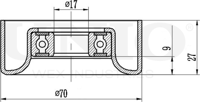 Ролик поликлинового ремня натяжной (Unio). Артикул TNS-10086