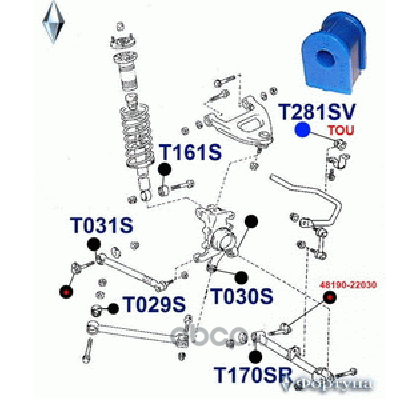 Втулка стабилизатора задней подвески 19мм (Фортуна). Артикул T281SV