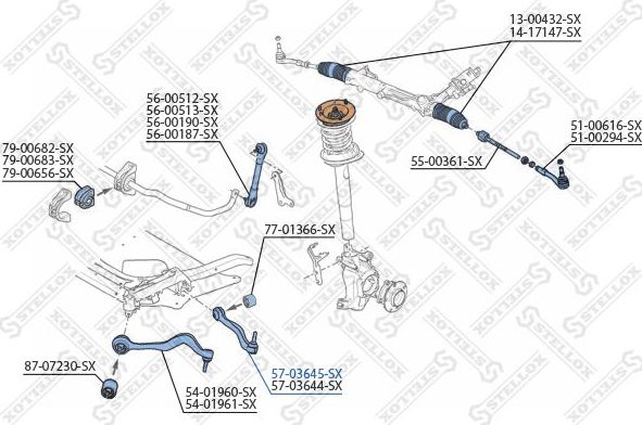 Поперечный рычаг передней подвески Stellox (алюминий). Артикул 57-03645-SX