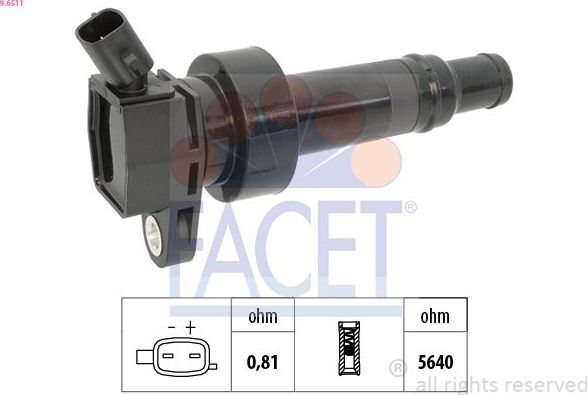 Катушка зажигания Facet Made in Italy - OE Equivalent. Артикул 9.6511