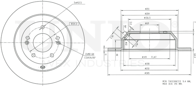 Диск тормозной (Unio). Артикул BRD-20591
