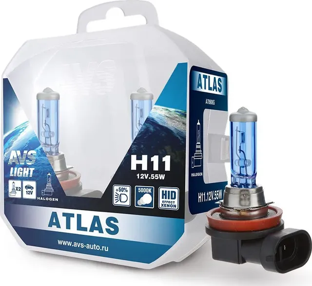 Лампа H11 12V/55W Серия ATLAS PB (5000K) (к-т 2 шт.) AVS. Артикул A78906S