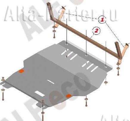 Защита алюминиевая Alfeco для картера и КПП Volkswagen Bora 1998-2005. Артикул ALF.20.03 AL4