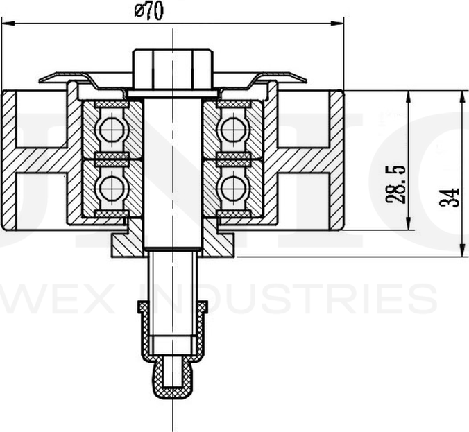 Ролик поликлинового ремня направляющий (Unio). Артикул TNS-10237