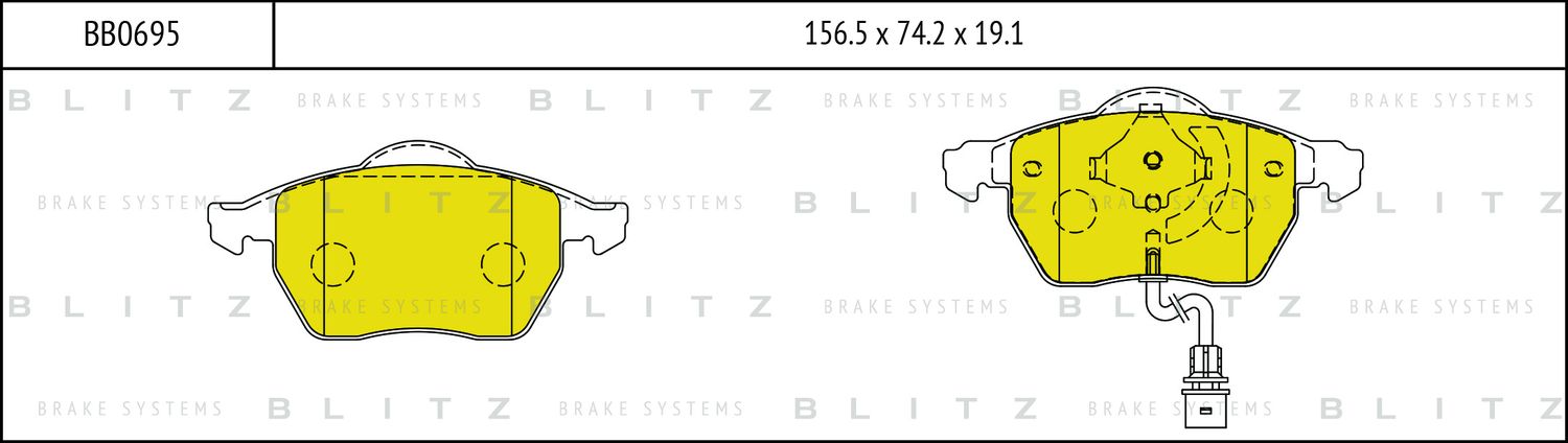Колодки тормозные дисковые передние (Blitz). Артикул BB0695