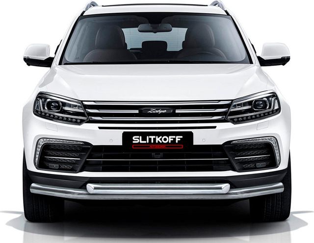 Защита Slitkoff переднего бампера d57+d57 для Zotye Coupa 2018-2026. Артикул ZOTCOP-002