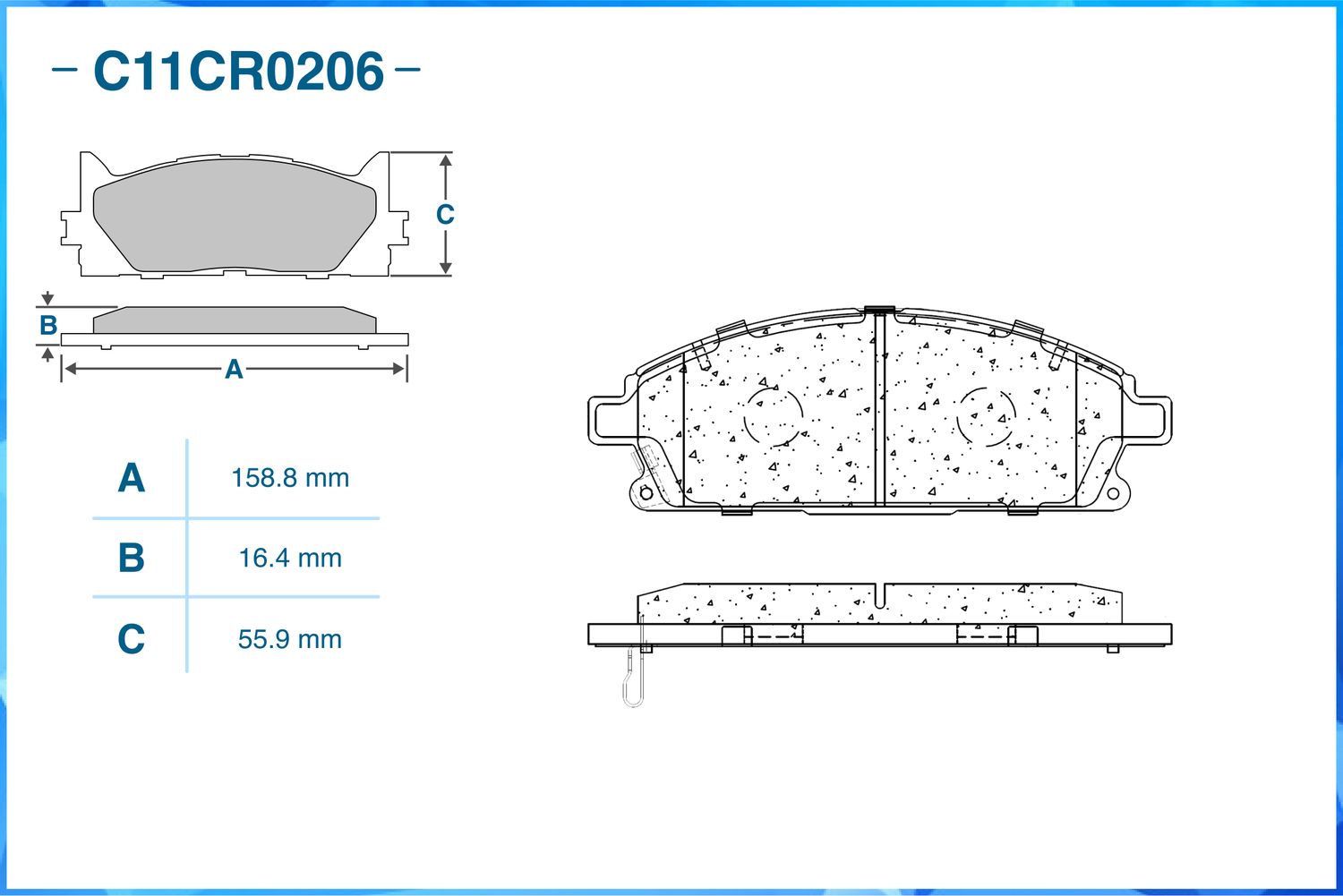 Колодки передние CWORKS C11CR0206. Артикул C11CR0206