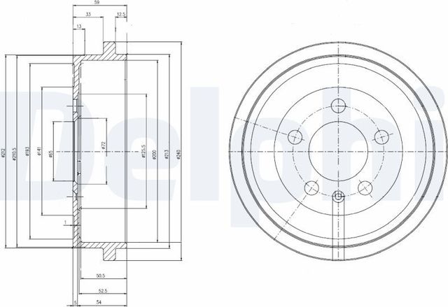 Тормозной барабан Delphi задний для Audi A2 2000-2005. Артикул BF463