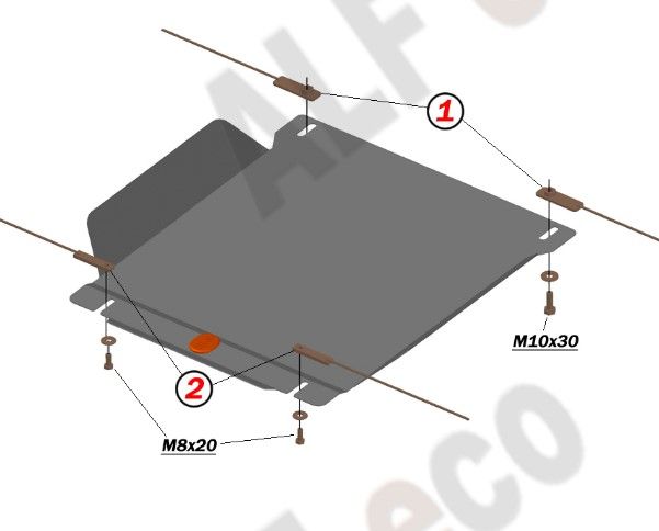 Защита алюминиевая Alfeco для раздатки DW Hover H3 2017-2019. Артикул ALF.31.13al