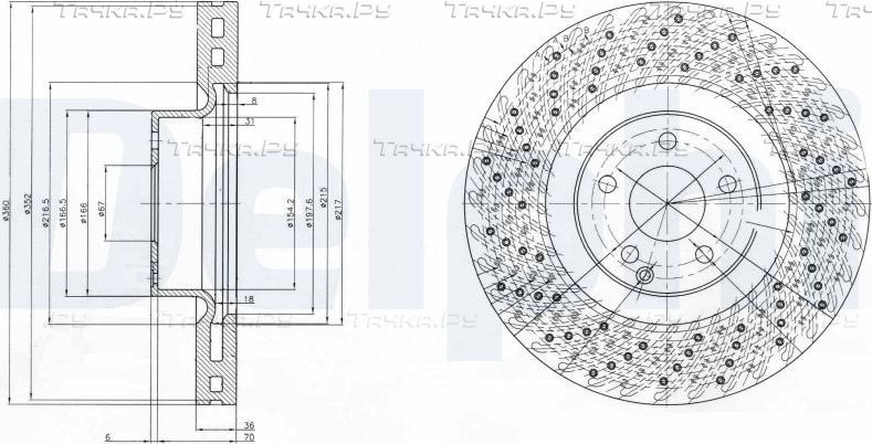 Тормозной диск Delphi передний для Mercedes-Benz S-Класс IV (W220) 2001-2006. Артикул BG9879