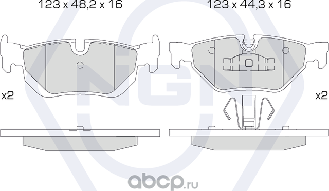 Колодки тормозные керамические, задние (NGN). Артикул 3502102