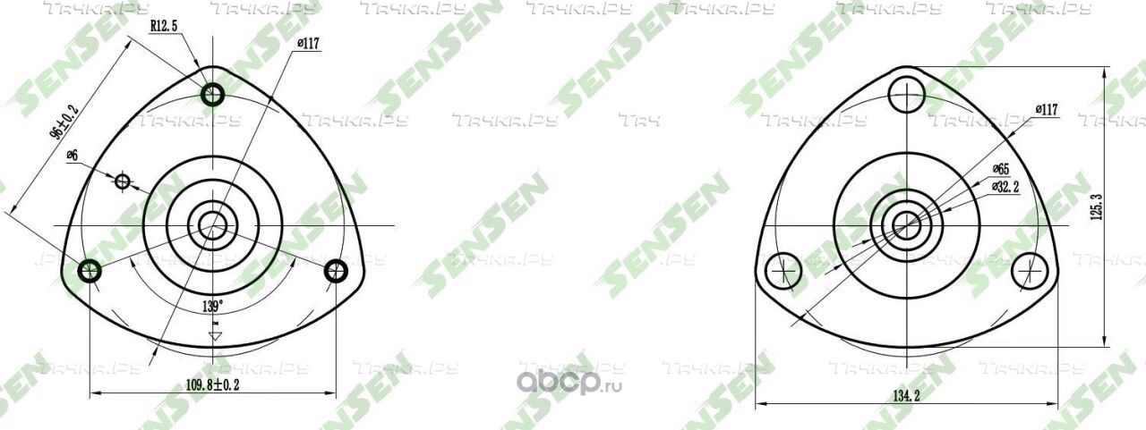 ОПОРА АМОРТИЗАТОРА ЛЕВАЯ HONDA CIVIC 01-06, CR-V II 02-07 (Sensen). Артикул M61206