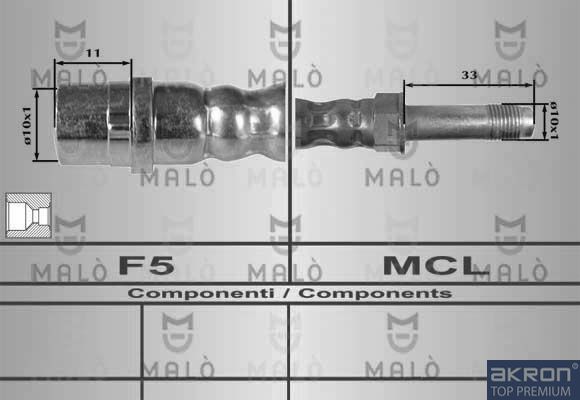 Тормозной шланг Malò задний для Volkswagen Multivan T5 2003-2015. Артикул 80228