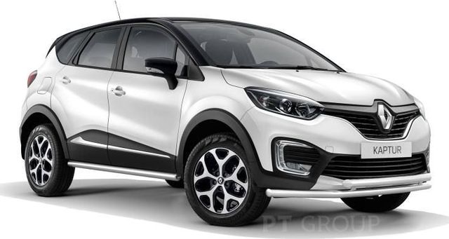 Защита порогов PT Group прямая d63 (НПС) для Renault Kaptur 2016-2026. Артикул RKA220301
