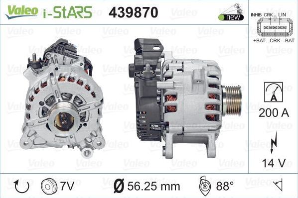 Генератор Valeo VALEO ORIGINS NEW STOP&START для Nissan Qashqai II 2014-2017. Артикул 439870
