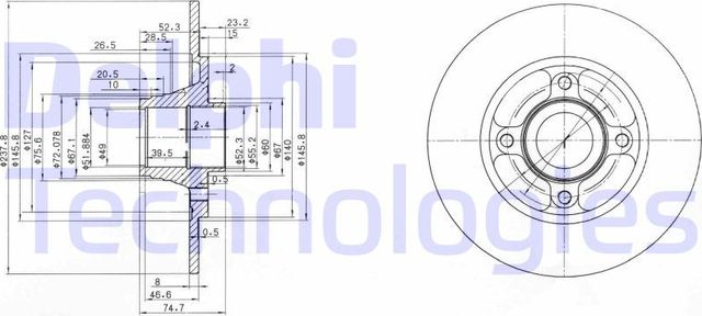 Тормозной диск Delphi задний для Renault Clio I 1990-1998. Артикул BG3360