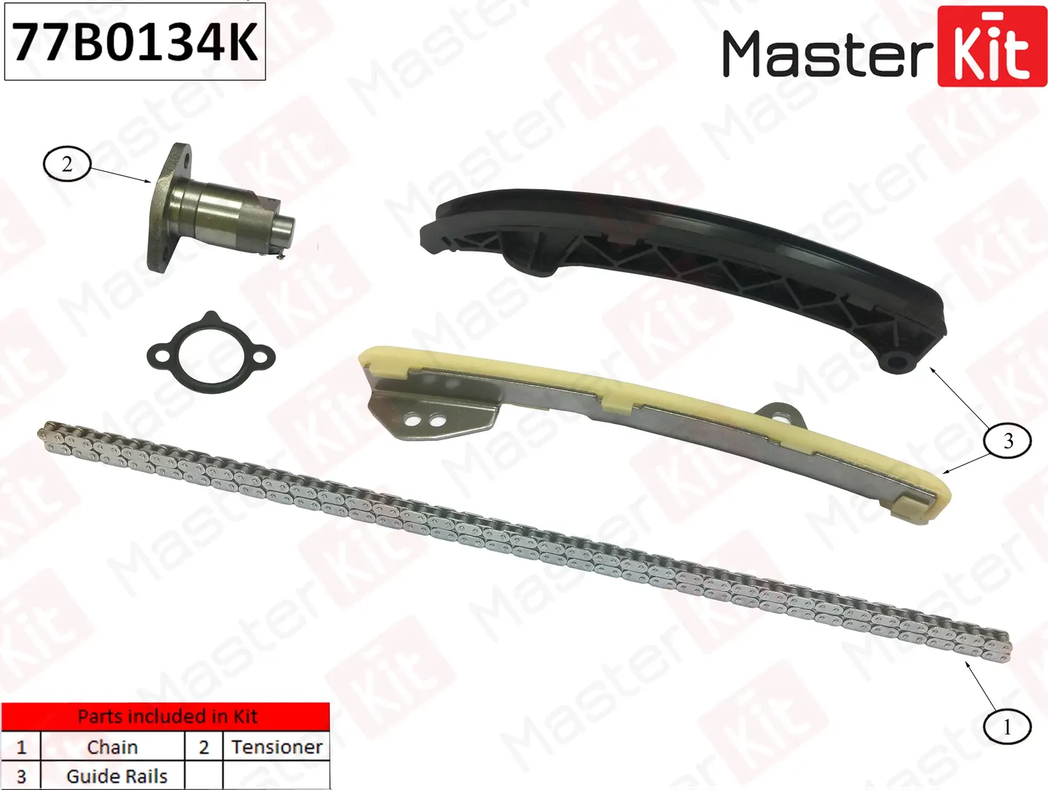 77B0134K Комплект цепи ГРМ Toyota/Lexus Rav-4/Avensis/NX 3ZR-FAE/3ZR-FE 09- (без звездочек) (Master KIT) Master KIT. Артикул 77b0134k