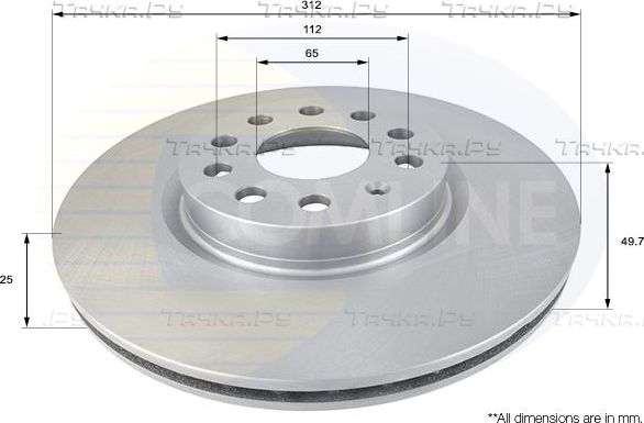 Тормозной диск Comline передний для Volkswagen Touran III 2015-2026. Артикул ADC1449V