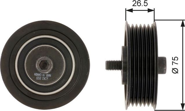 Направляющий (ведущий) ролик приводного поликлинового ремня Gates DriveAlign® для SEAT Alhambra II 2010-2026. Артикул T36262