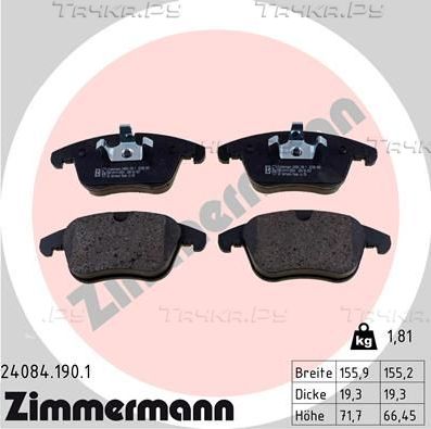 Тормозные колодки Zimmermann передние для Jaguar S-Type I 1999-2007. Артикул 24084.190.1