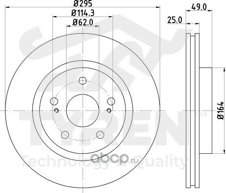 Тормозной диск (Tyren). Артикул TYR1020831